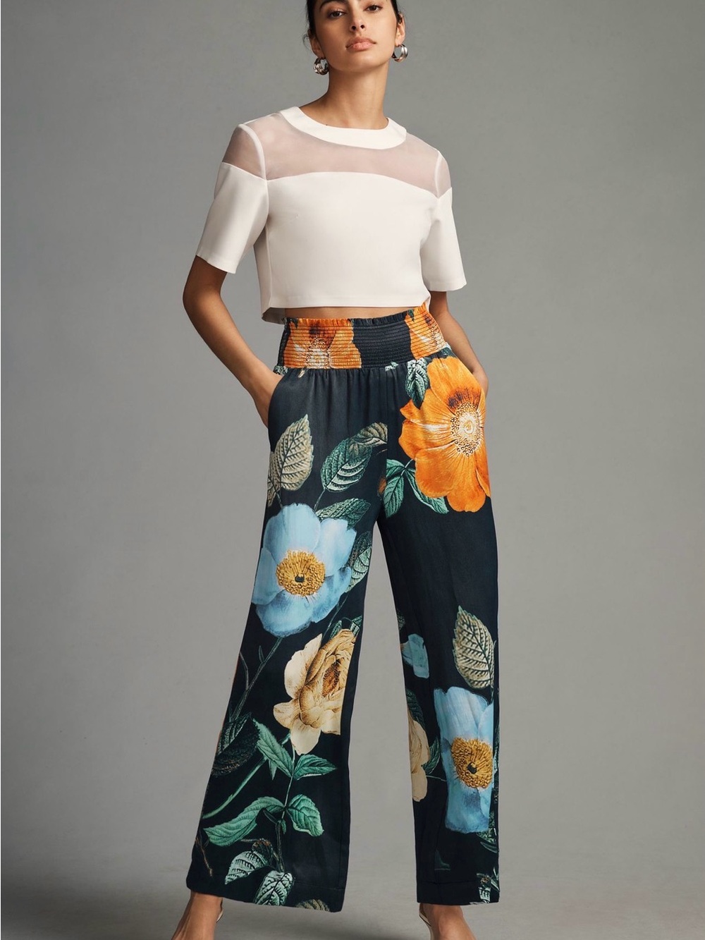 Anthropologie Saria Smocked Wide Leg Pants by Maeve - Picture 7 of 7